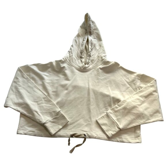 Algodon y Coco Crop Hoodie in Cream - Picture 1 of 5